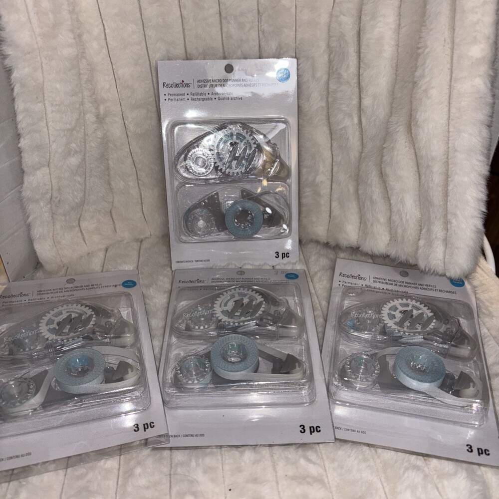 New Lot of 4 Recollections Adhesive Micro Dot Runner & Refills Sets - Permanent